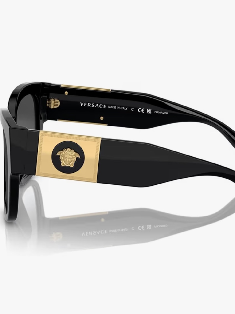 NWT Versace Ladies Black & Gold Medusa Square Sunglasses Polarized